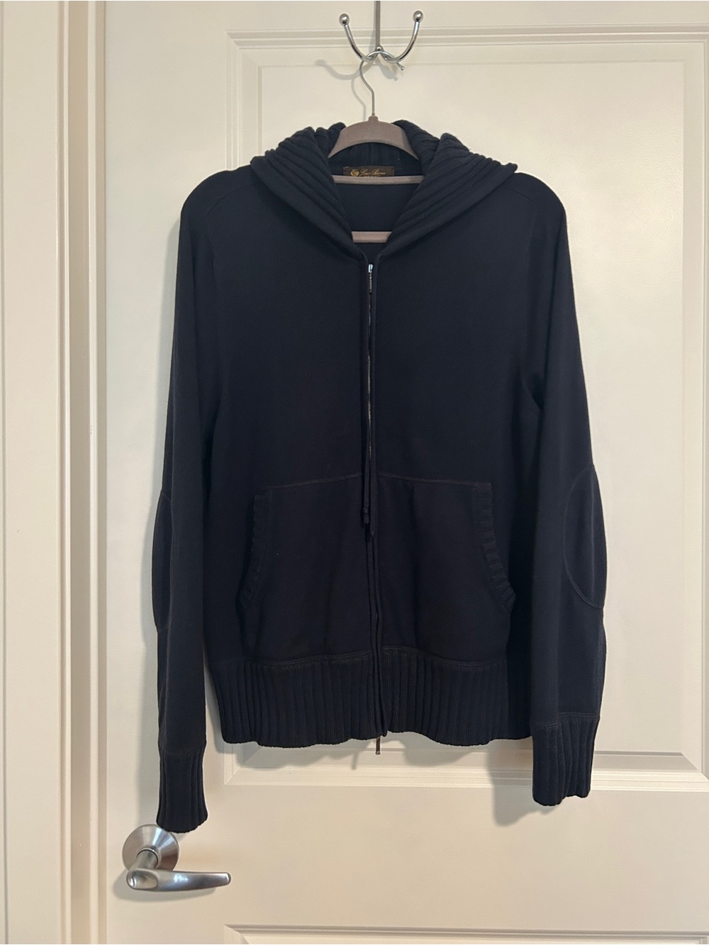 Loro Piana Men's Navy Zip Hooded Cashmere Sweater